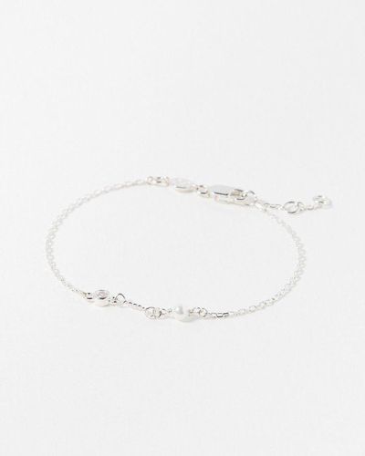 Oliver Bonas Rosaline Freshwater Pearl Chain Bracelet - Natural
