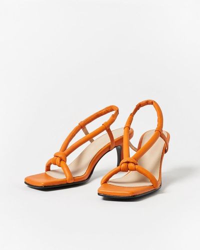 Oliver Bonas Selected Femme Sara Leather Heeled Sandals - Orange