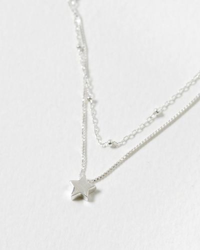 Oliver Bonas Sky Star Charm Layered Necklace - White