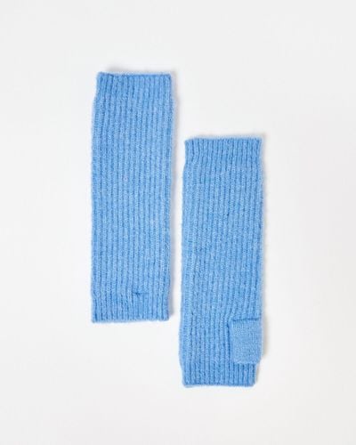 Oliver Bonas Long Blue Wrist Warmer Knitted Gloves