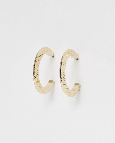 Oliver Bonas Luna Textured Gold Hoop Earrings - White