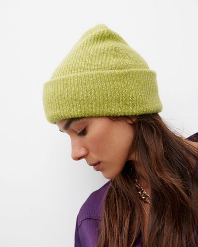 Oliver Bonas Sparkle Lime Green Knitted Beanie Hat