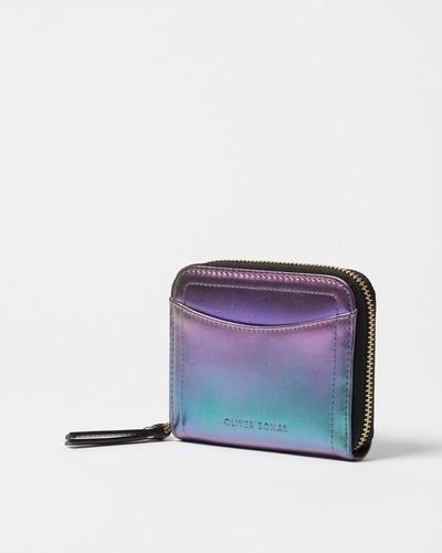 Oliver Bonas Metallic Ombre Zipped Wallet - Blue