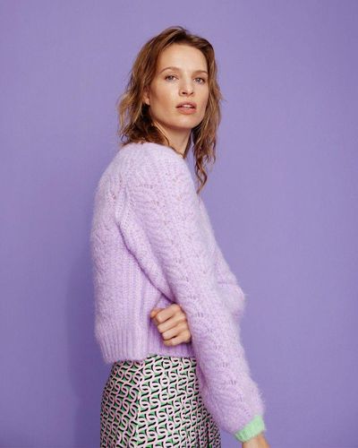 Oliver Bonas Lilac Fluffy Knitted Cardigan - Purple