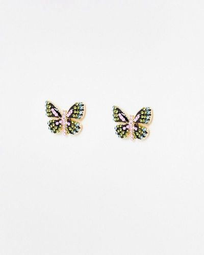 Oliver Bonas Emery Black Butterfly Stud Earrings - White