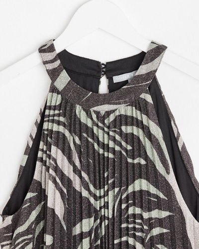 Oliver Bonas Sparkle Stripe Halter Neck Mini Dress - Black
