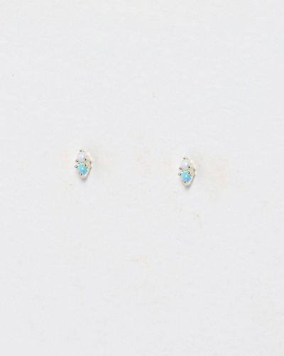 Oliver Bonas Ffion Opalite Cluster Silver Stud Earrings - White