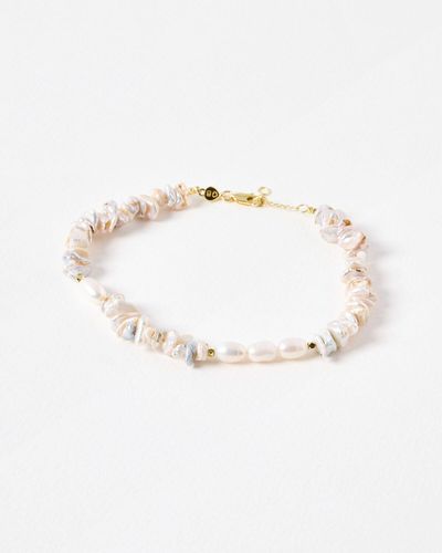Oliver Bonas Cariad Freshwater Pearl Beaded Anklet - White