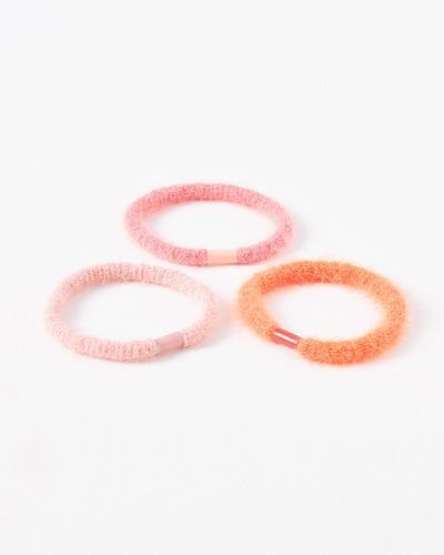 Oliver Bonas Luna Pink & Orange Furry Hair Bands Set Of Three - Multicolour