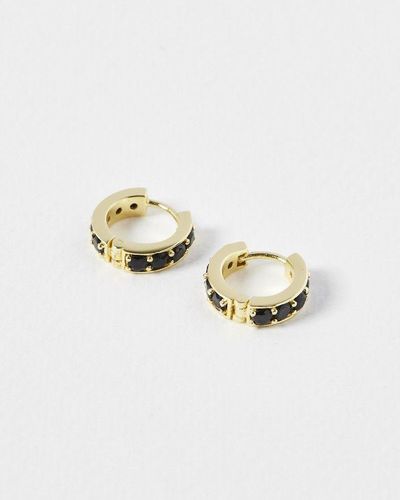 Oliver Bonas Lula Onyx Chunky Gold Plated Hoop Earrings - White