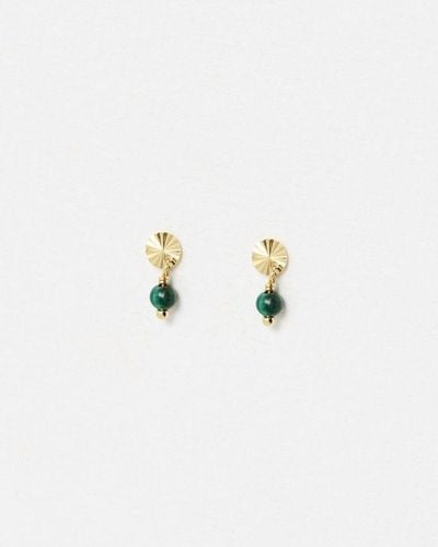 Oliver Bonas Malachite & Opal Gold Plated Drop Earrings - White
