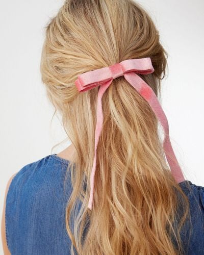 Oliver Bonas Stefanie Velvet Bow Elastic Hair Band - Pink
