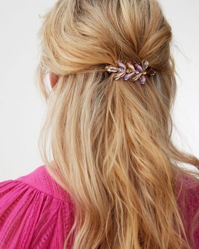 Oliver Bonas Evie Pink & Purple Stones Floral Barrette Hair Clip - Multicolour