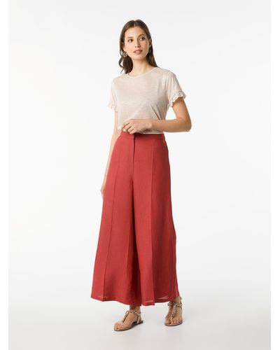 Oltre Pantaloni cropped misto lino - Rosso