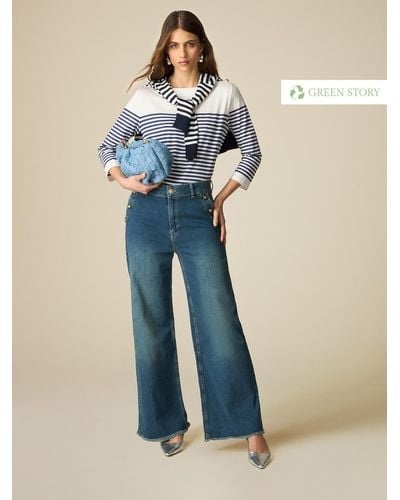 Oltre Jeans wide cropped eco-friendly - Blu