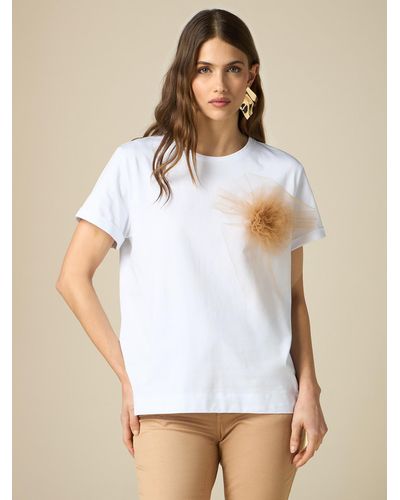 Oltre T-shirt con fiore in tulle - Bianco