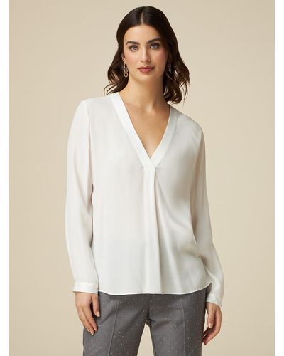 Oltre Blusa maniche lunghe con profili in raso - Neutro