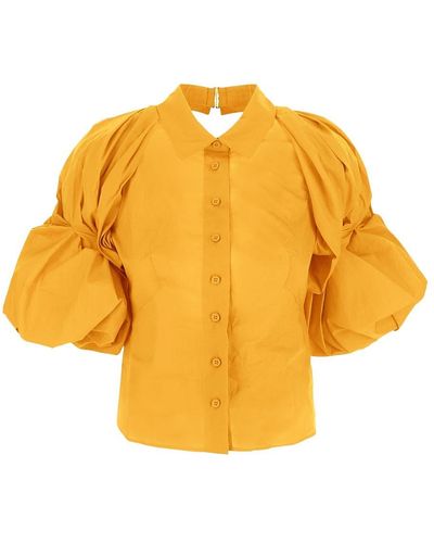 Jacquemus La Chemise Maraca Puff-sleeve Shirt - Yellow