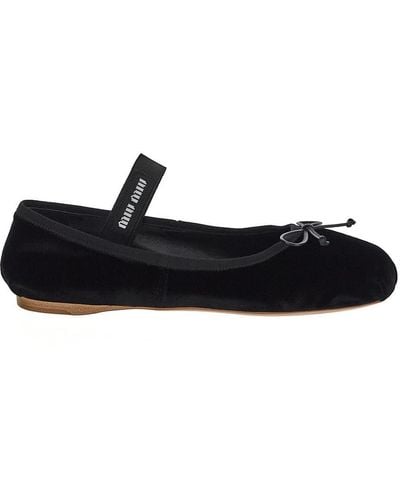 Miu Miu Velvet Ballerina Shoes - Black