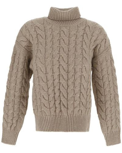 Brunello Cucinelli Cable Knit Sweater With Paillettes Embellishment - White