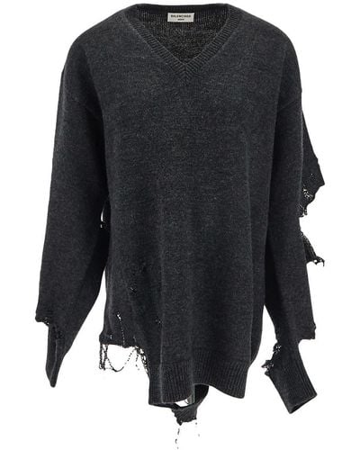 Balenciaga Distressed Sweater - Black
