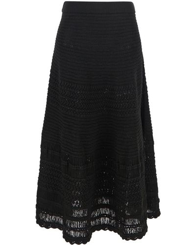 Liviana Conti Crochet Effect Cotton Skirt - Black