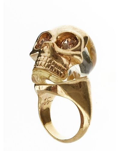 Alexander McQueen Musk Skull Ring - Metallic