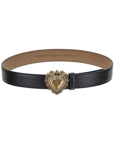 Dolce & Gabbana Devotion Belt In Lux Leather - White
