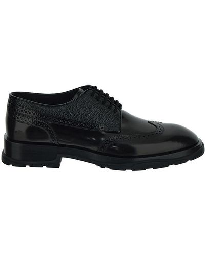 Alexander McQueen Textured Derby Shoes - Black
