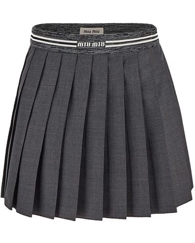 Miu Miu Wool Mini Skirt - Gray