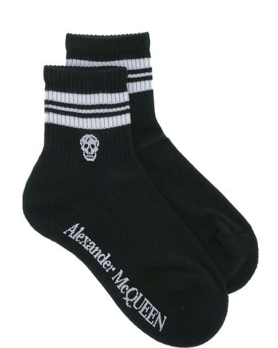 Alexander McQueen Stripe Skull Sport Socks - Black