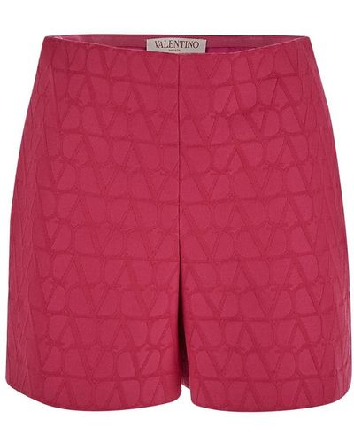 Valentino Logoed Shorts - Red