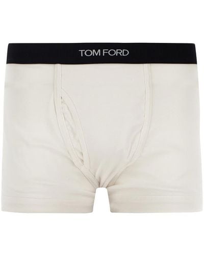 Tom Ford Logo Waist Plain Boxer Shorts - White