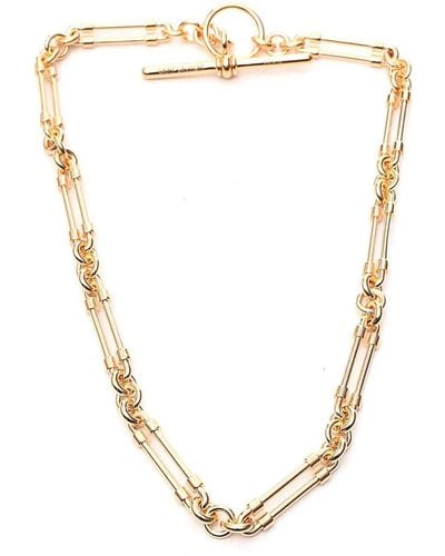 Saint Laurent T-bar Elongated Chain Necklace - Metallic
