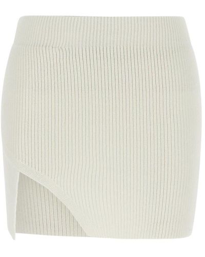 Laneus Mini Knit Slit Skirt - White