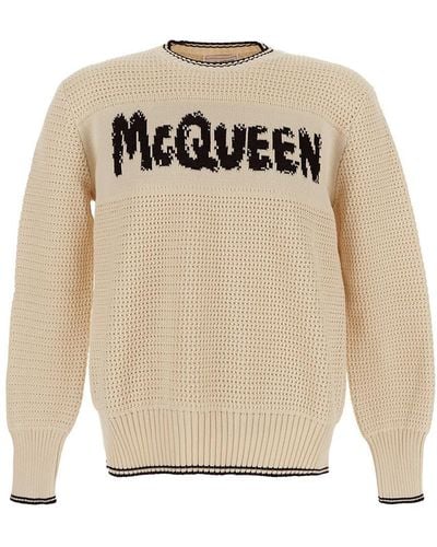 Alexander McQueen Graffitii Logo Sweater - White
