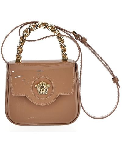 Versace La Medusa Patent Mini Bag - Brown