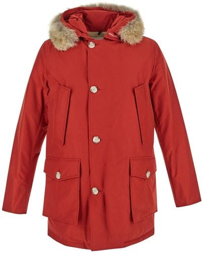 Woolrich Artic Detachable Fur Parka Jacket - Red