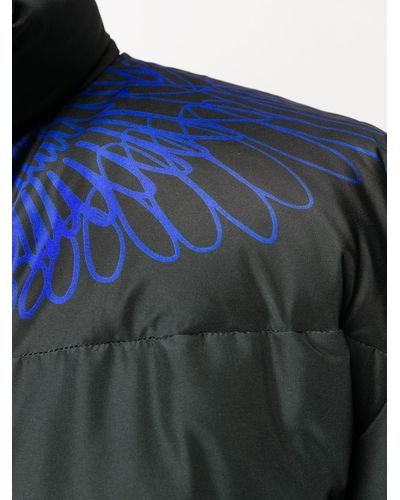Marcelo Burlon Wings-detail Padded Coat - Black