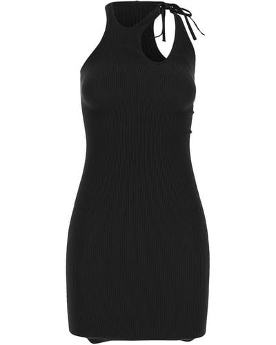 ANDREADAMO Asymmetric Halter Mini Dress - Black