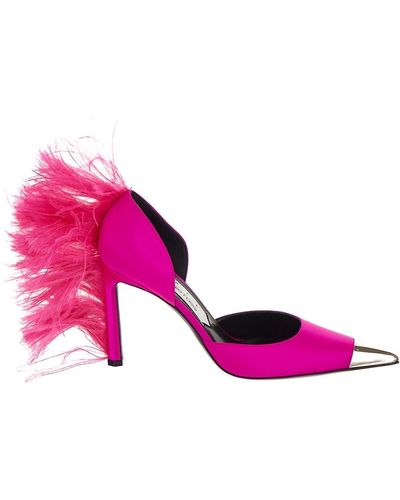 AREA X SERGIO ROSSI Feather Embellished Court Shoes - Pink