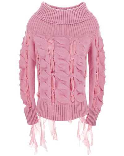 Blumarine Off-shoulders Knit Sweater - Pink