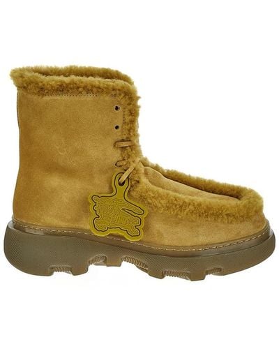 Burberry Chugga Shearling-trimmed Suede Boots - Yellow