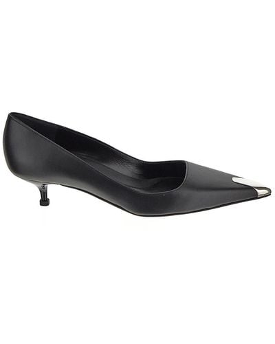Alexander McQueen Toe-cap Leather Heeled Courts - Black
