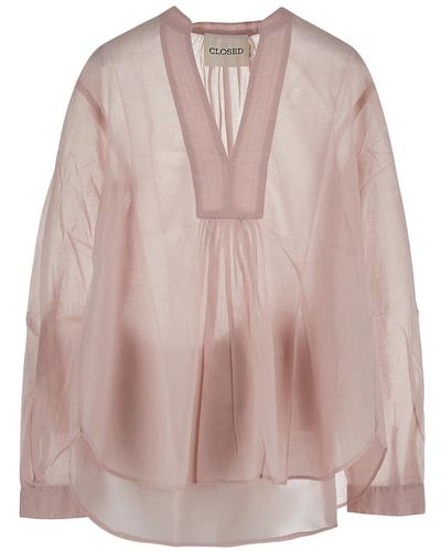 Closed Cotton Blouse - Pink