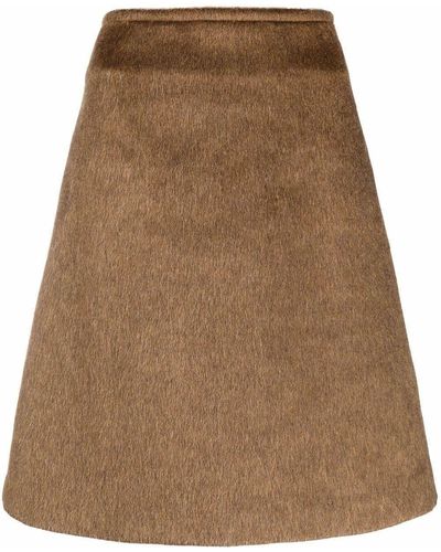 Bottega Veneta A-line Wool-blend Skirt - Brown