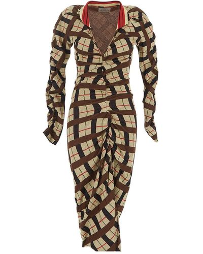Vivienne Westwood Ruched Midi Dress - Brown