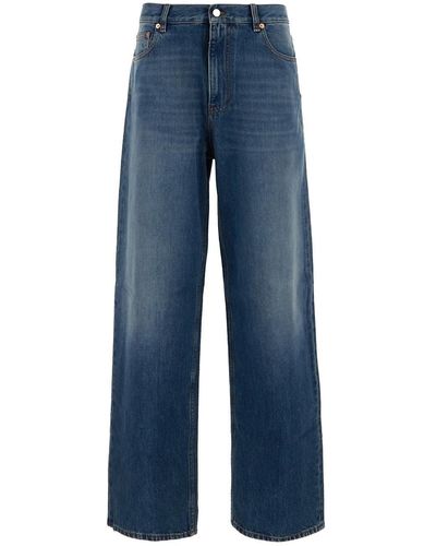 Valentino V-logo Straight-leg Jeans - Blue