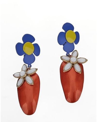 Saint Laurent Flower Earrings - White