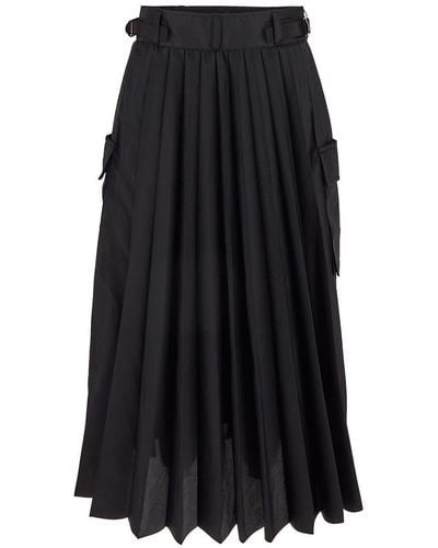 Sacai Pleated Cargo Skirt - Black